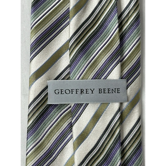 Geoffrey Beene Hand Made 100% Silk Men's Neck Tie Jacquard Repp Tie Spring - Picture 5 of 5